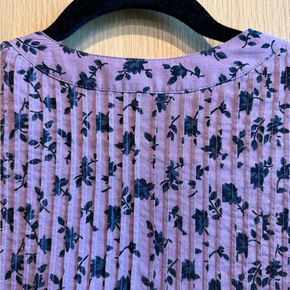 Madewell Purple and Black Mini Dress with Puff Sleeves and Pockets - Picture 6 of 8